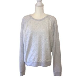PINK Victoria’s Secret Gray pullover top  lace front long sleeves crew neck L